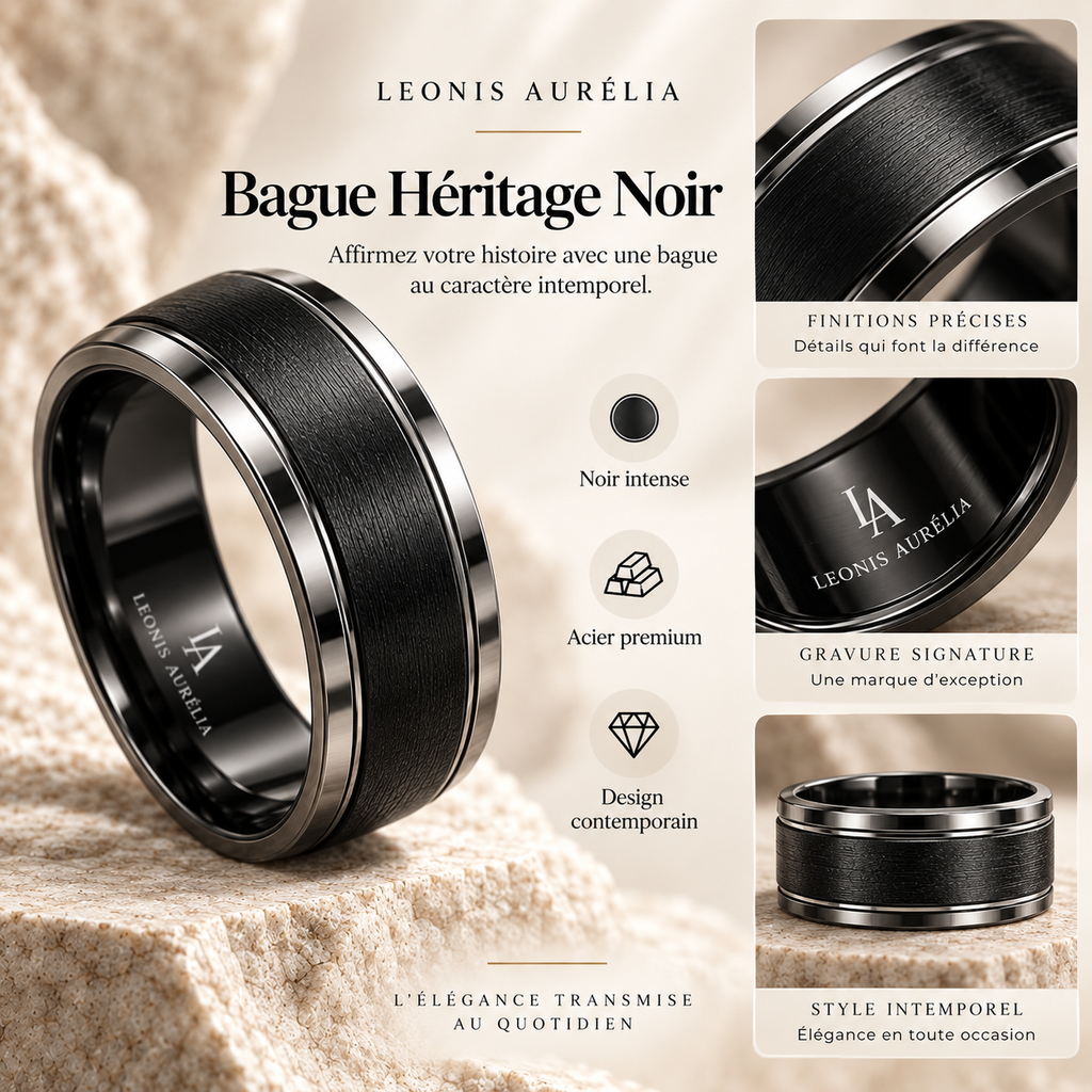Bague Héritage Noir – vue 2 – LEONIS ZEVARA