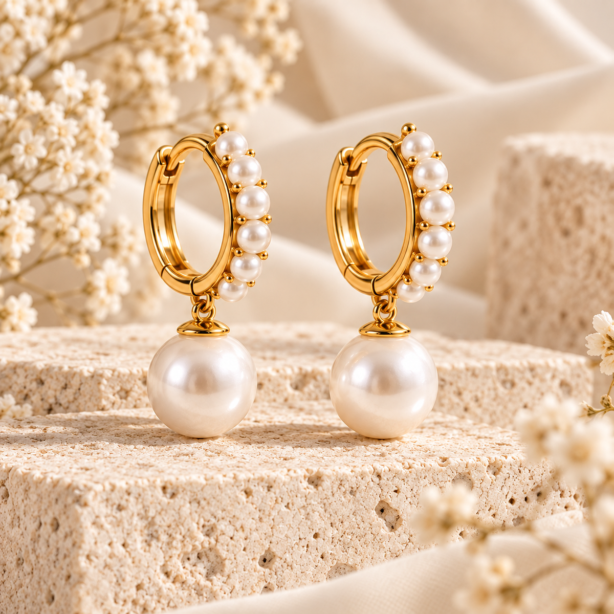 Boucles Halo Perle - vue produit