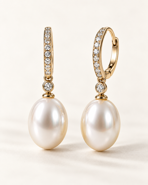 LEONIS ZEVARA Boucles Perle Ovale - vue studio