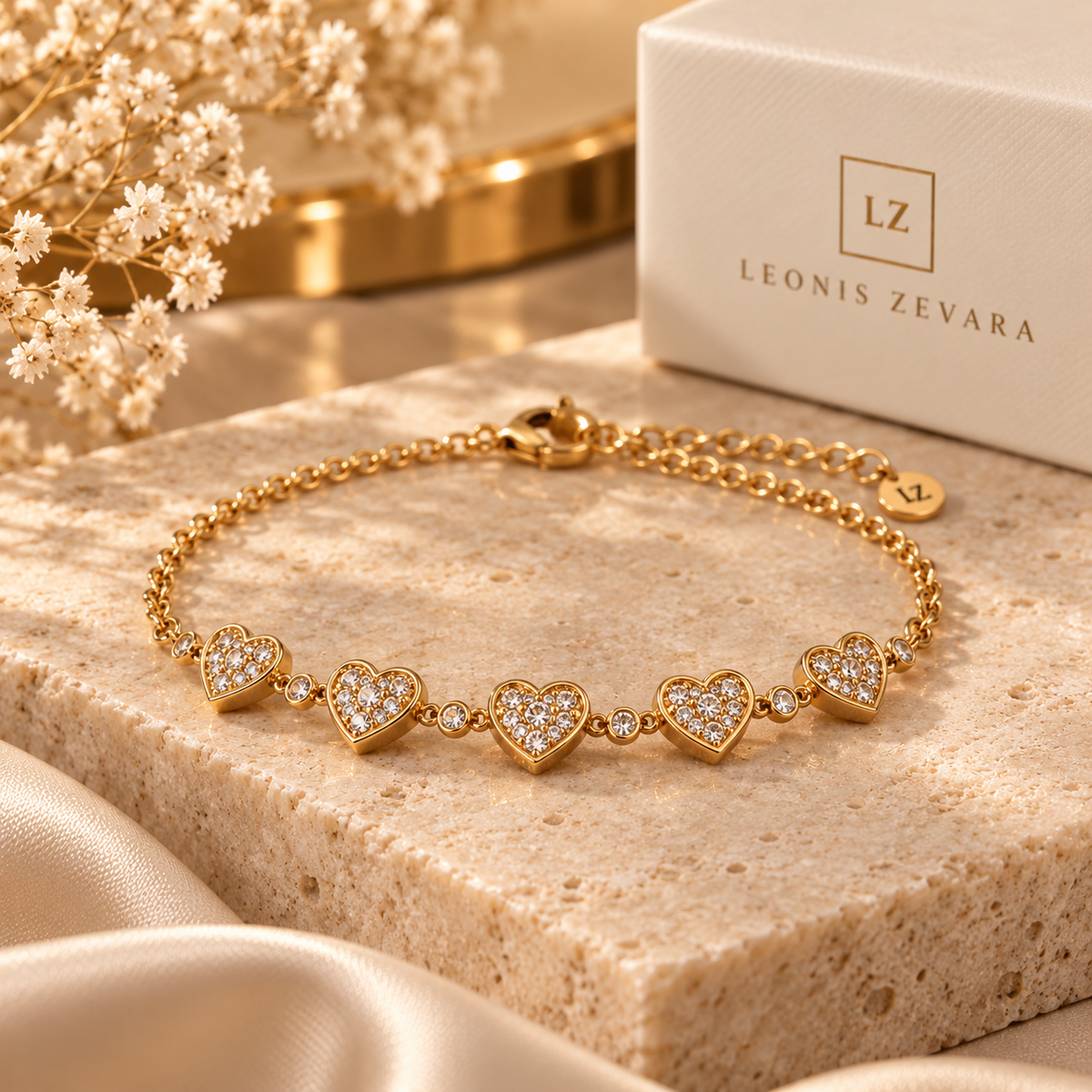 LEONIS ZEVARA - Bracelet Cinq Coeurs - Zircone