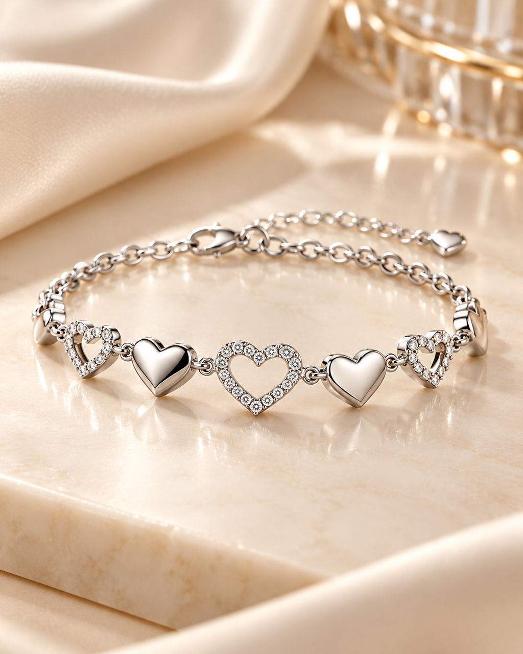 LEONIS ZEVARA Bracelet Tennis Cœurs Femme - présentation premium