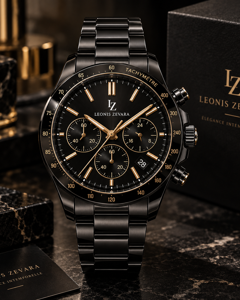 LEONIS ZEVARA – Chronographe Noir Homme - vue détail