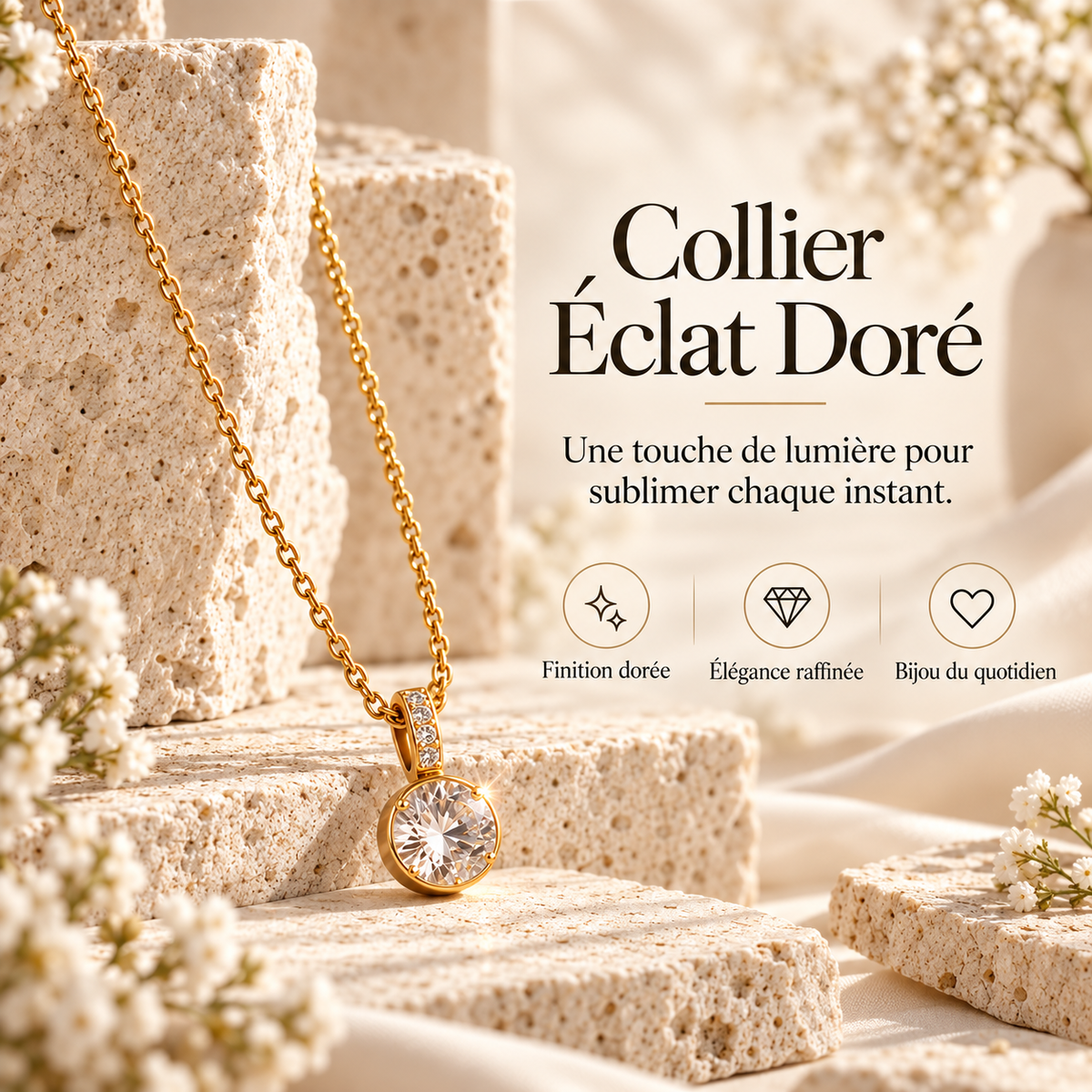 Collier Eclat Dore - presentation francaise