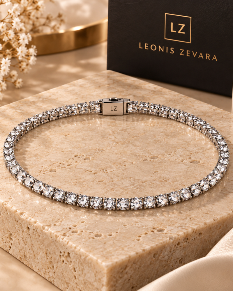 LEONIS ZEVARA – Collier Tennis – Acier 316 & Zircone - vue détail