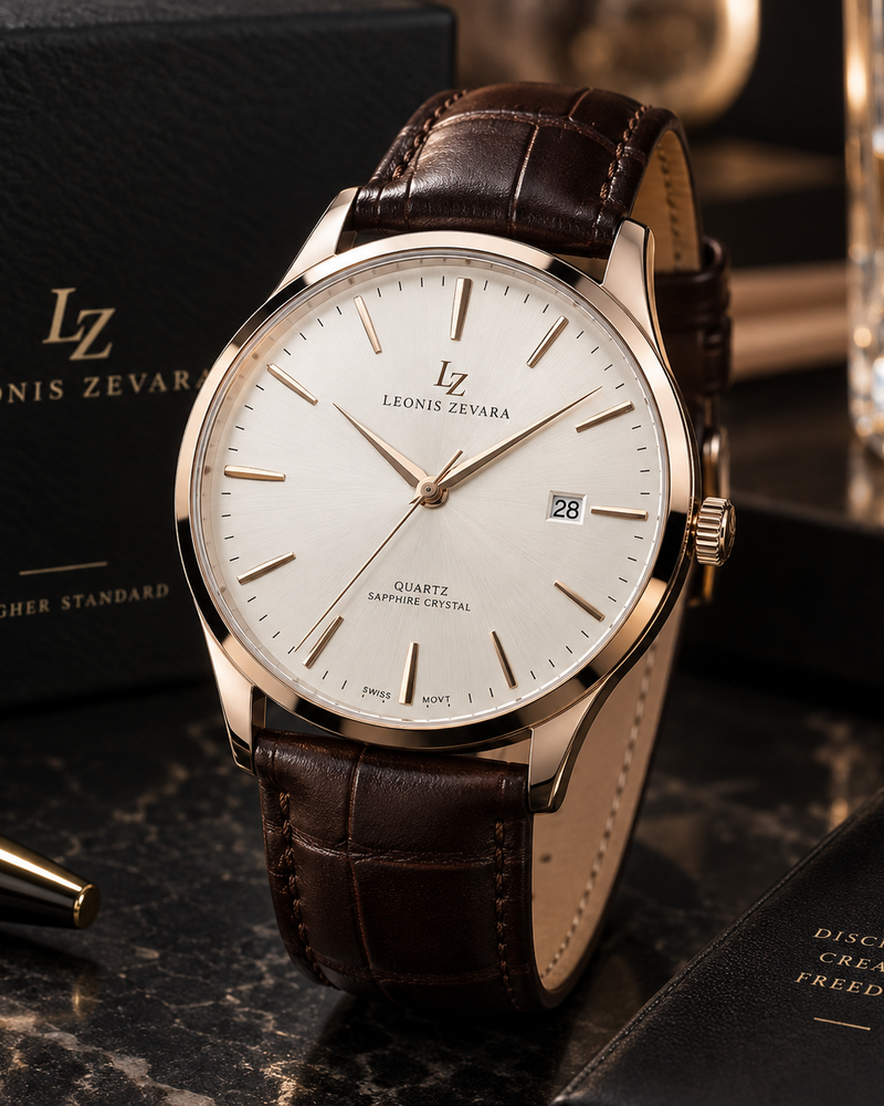 LEONIS ZEVARA – Élégance Quartz Cuir Homme - vue détail