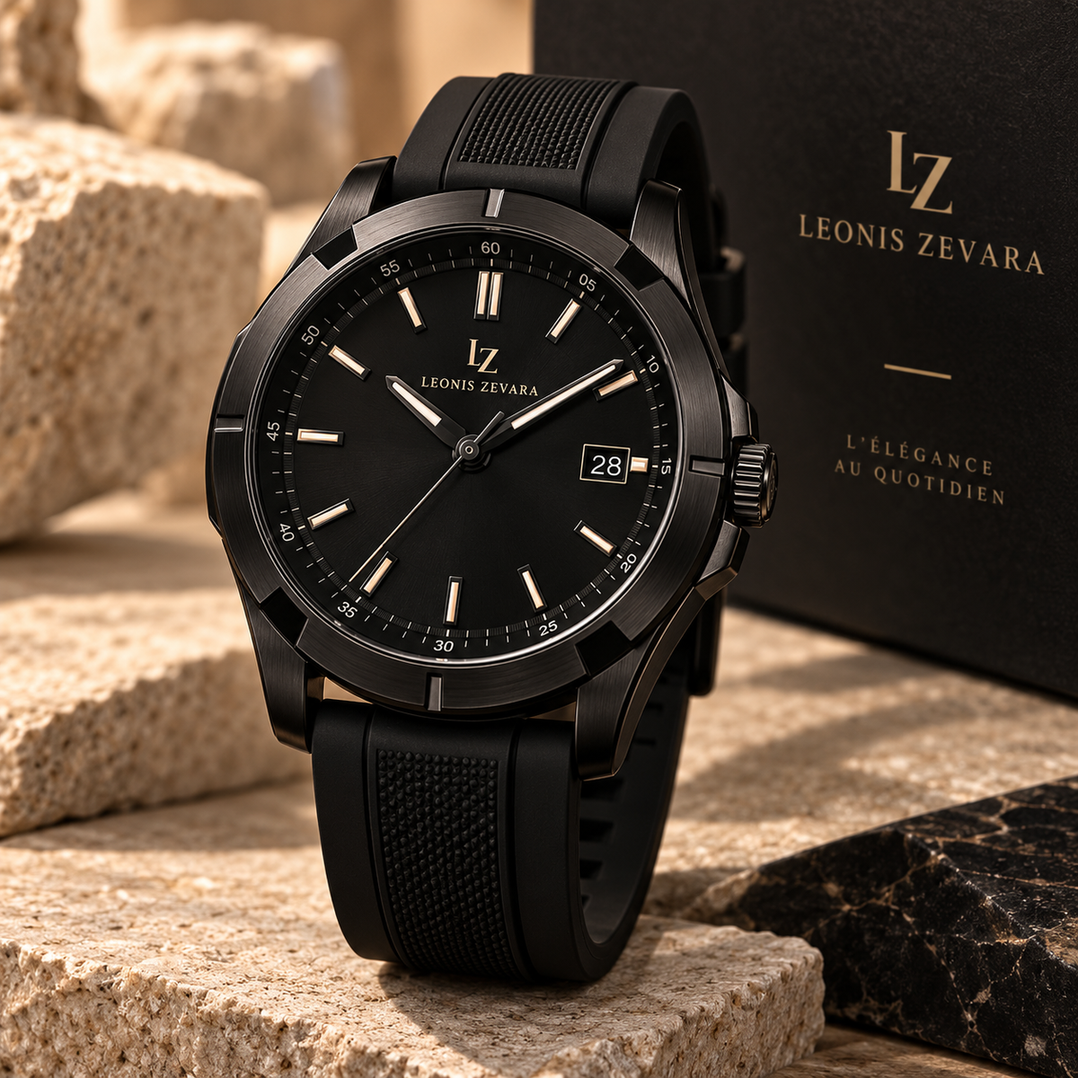 LEONIS ZEVARA – Quartz Sport Silicone Date - vue premium carrée