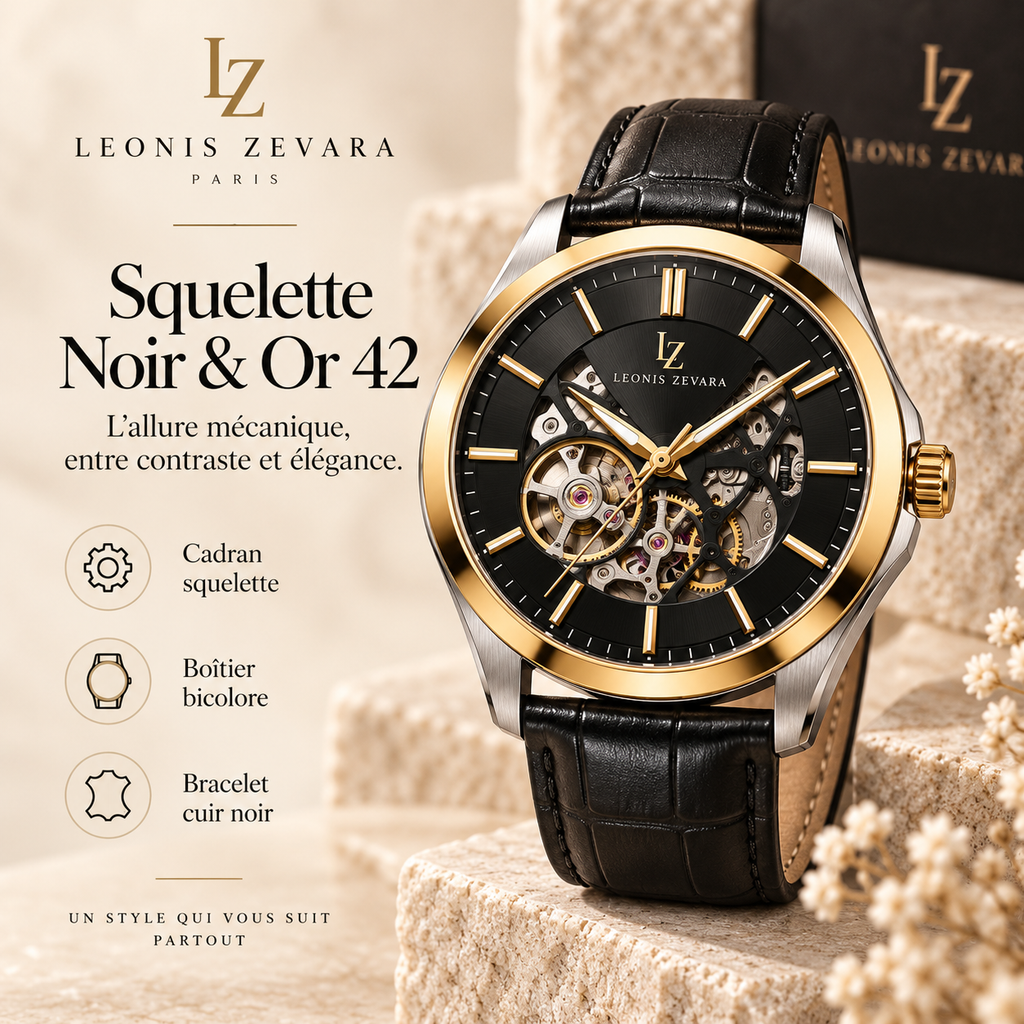 LEONIS ZEVARA - Squelette Noir et Or 42 - presentation francaise