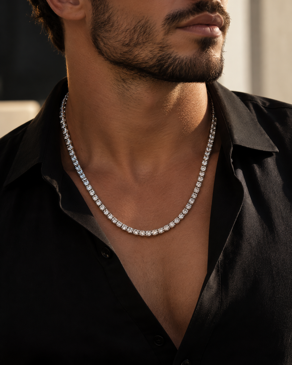 LEONIS ZEVARA Chaîne Tennis Pavée Homme - porté